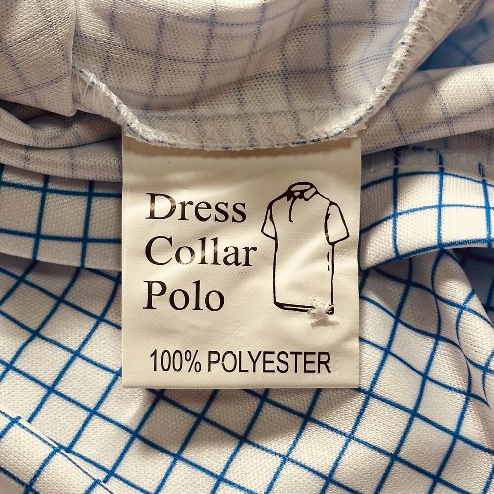 Collars & Co. The Original Dress Polo Sz M Relaxed Blue-Grid Performance NWT - Picture 9 of 11